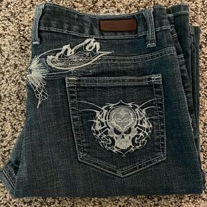 Blue denim y2k jeans that are size 13/14